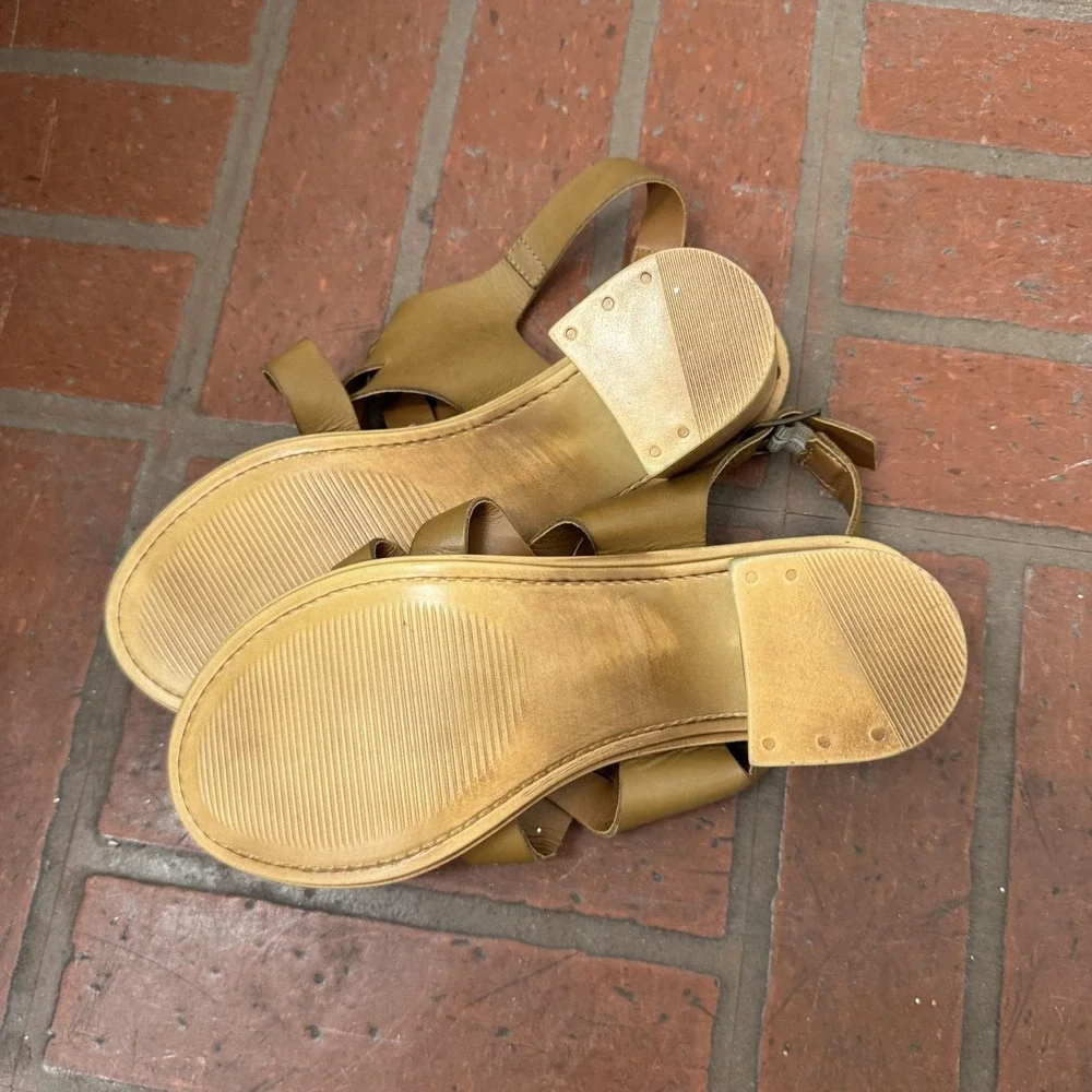 Bella Vita Shoes‎ Womens Size 9.5 Tan Leather Made in Italy Block Heel Sandals - Picture 5 of 9